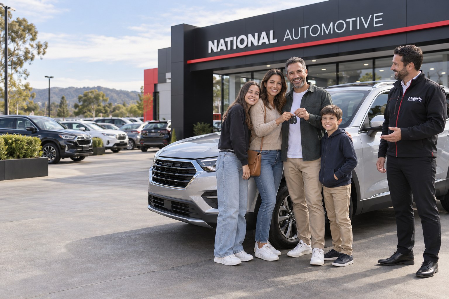 Family collecting their car at National Automotive